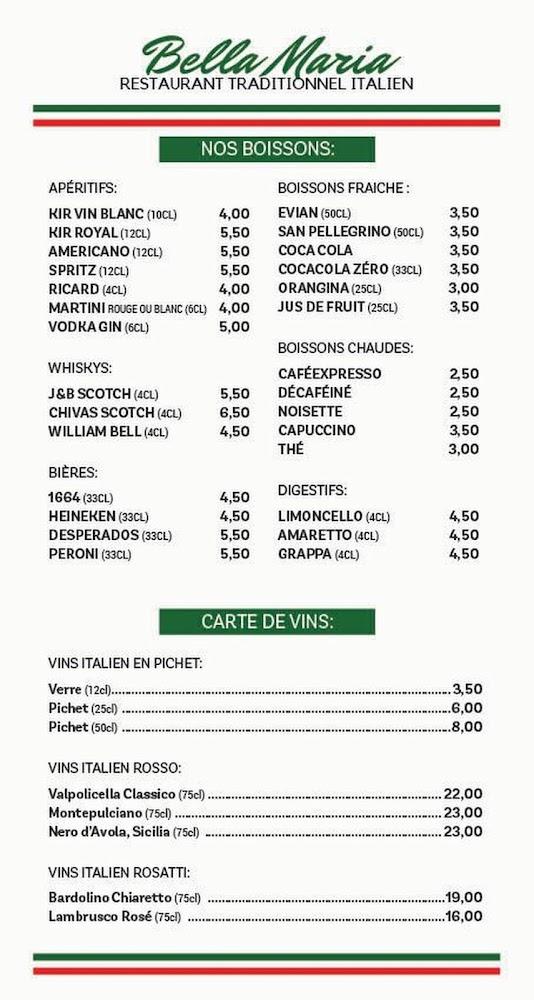 Bella Maria - Menu Image 1
